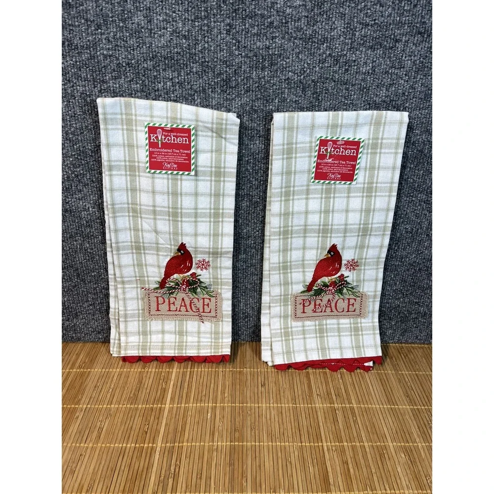 2-KAY DEE DESIGNS Cardinal and PEACE~Dual Purpose Terry‎ Towels~16